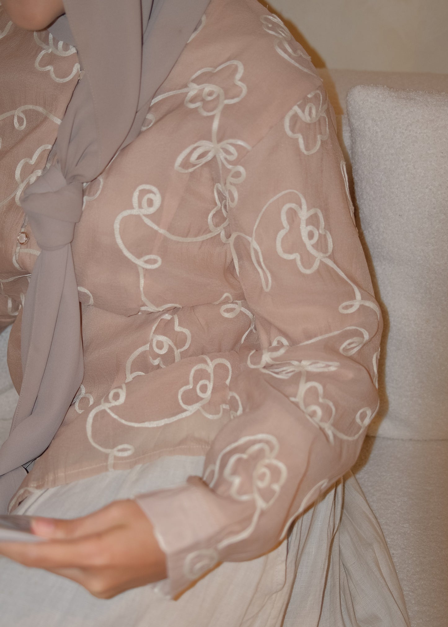 Organza Side-Tie Top (Beige)