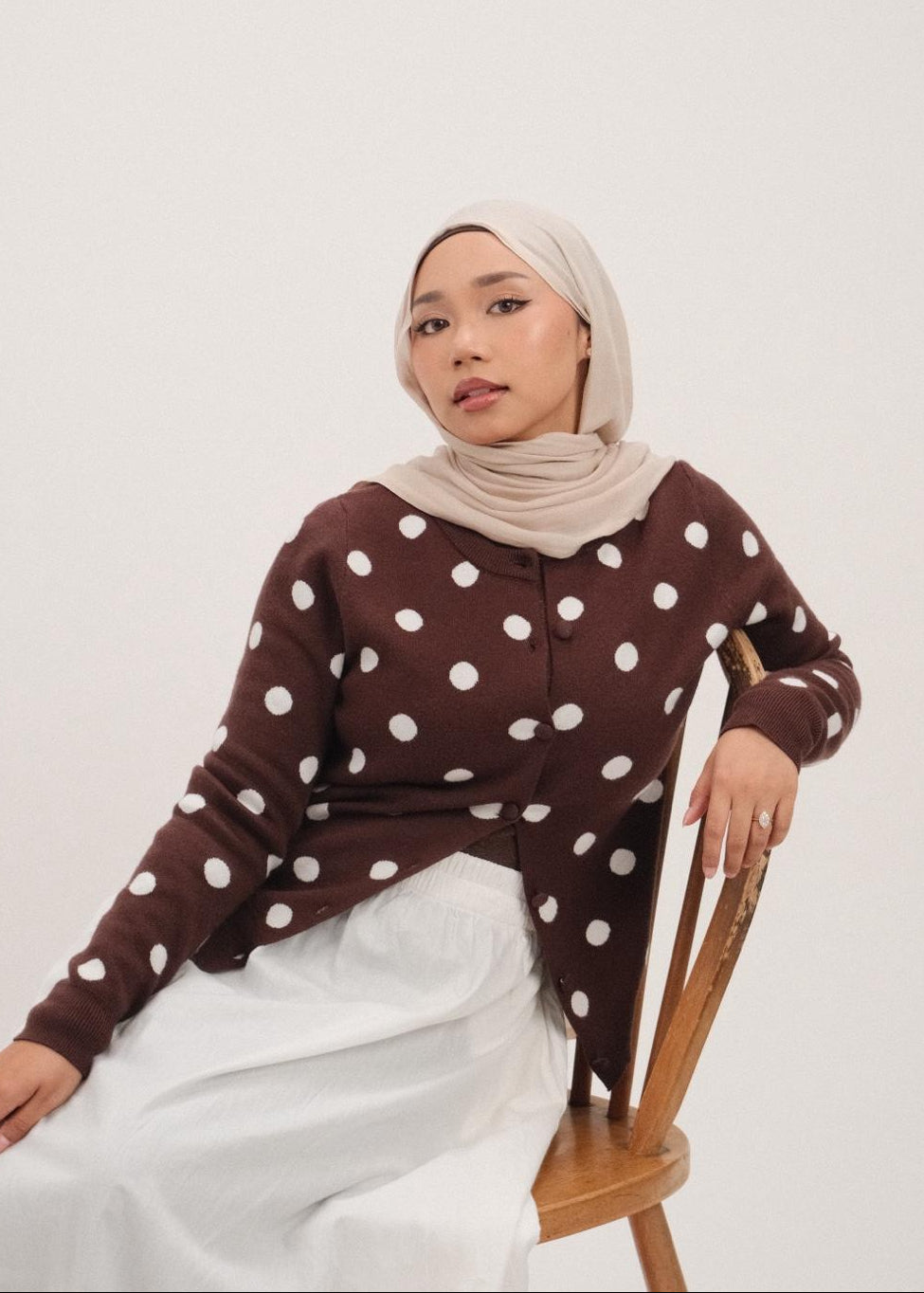 Polka Cardigan (Brown)