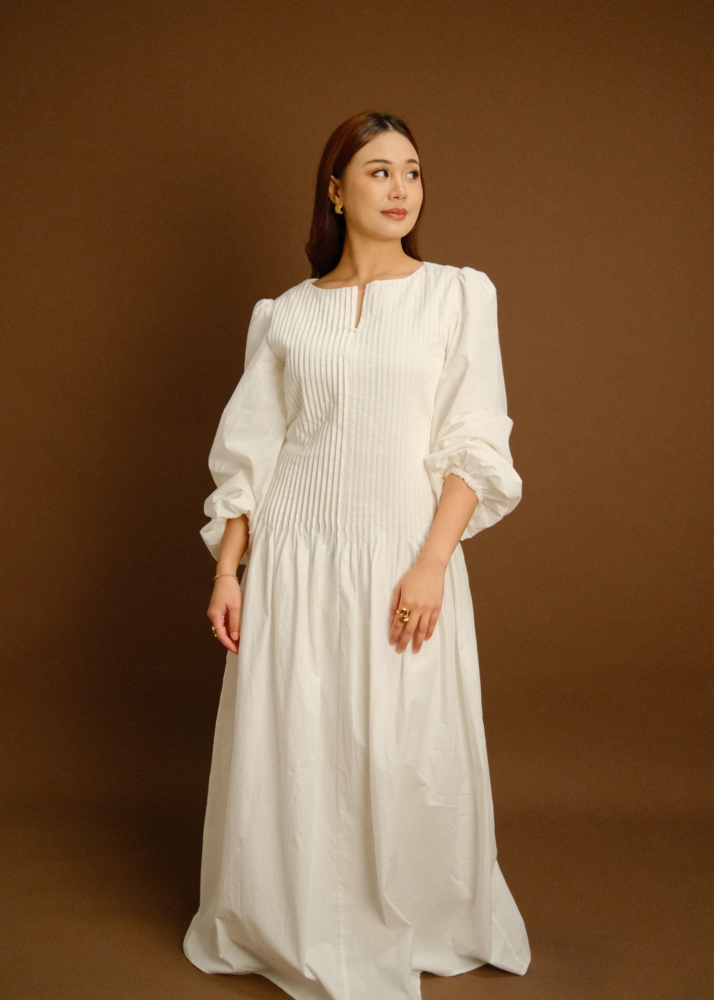 Rachelle Pleats Dress (Blanc)