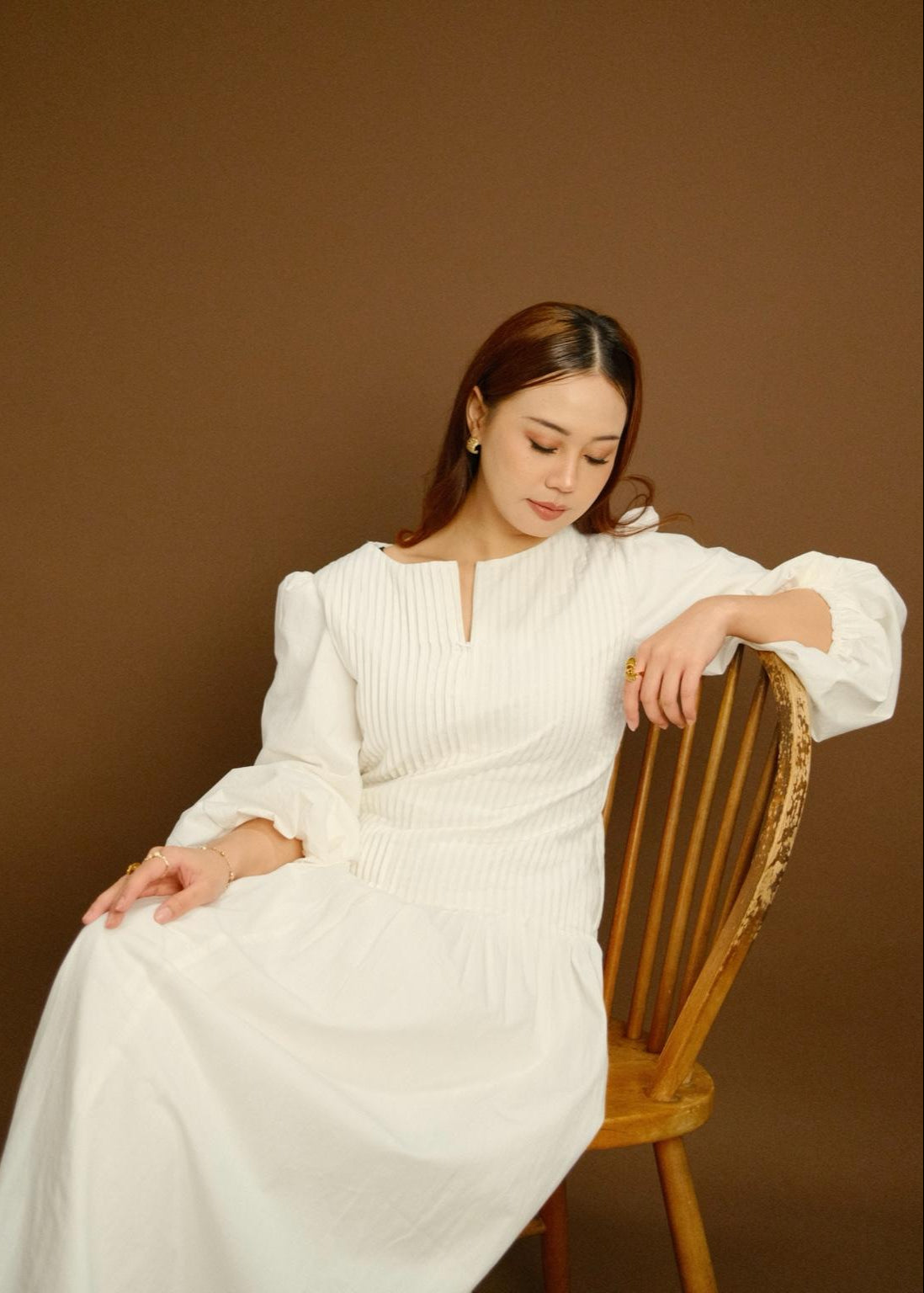 Rachelle Pleats Dress (Blanc)