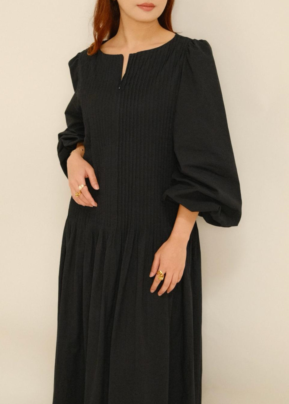 Rachelle Pleats Dress (Noir)
