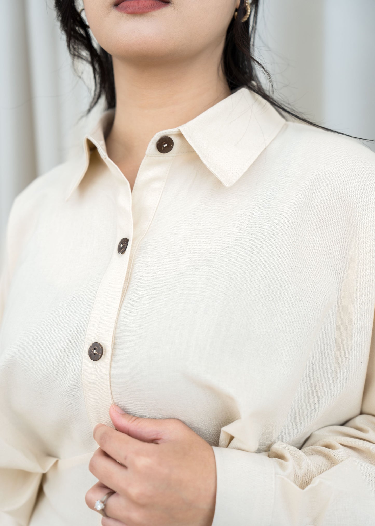 Elsie Button-Down Dress (Beige)