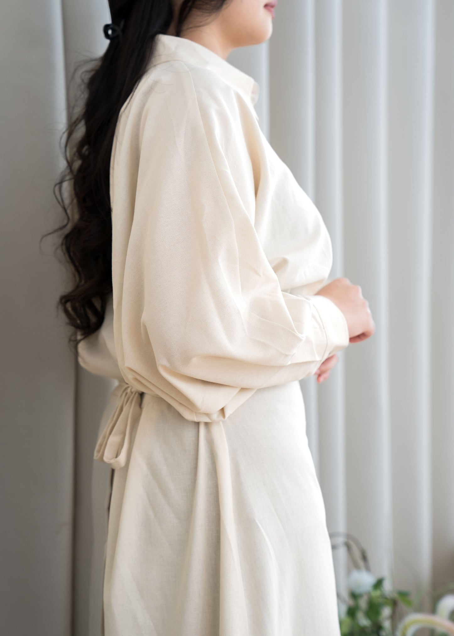 Elsie Button-Down Dress (Beige)