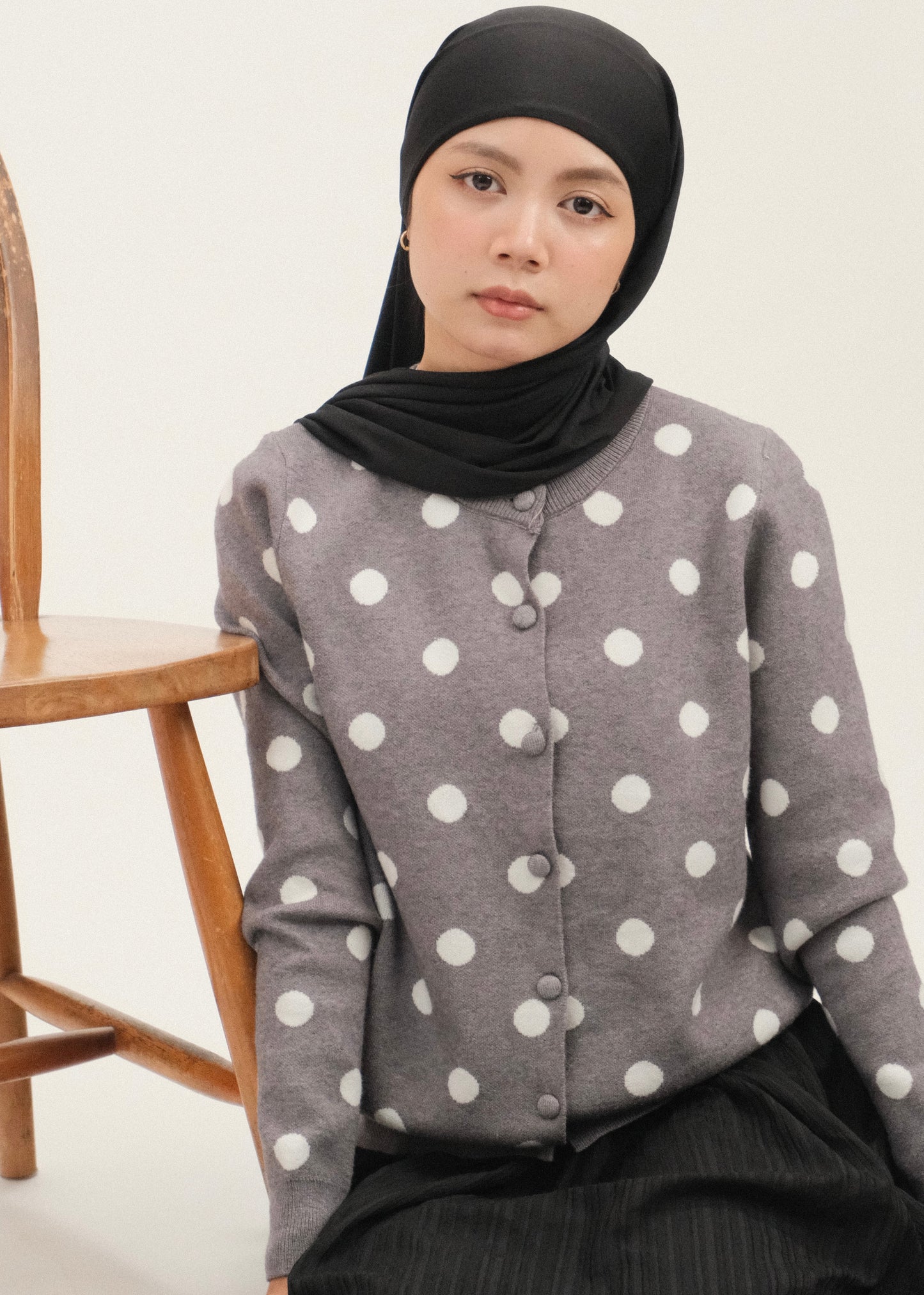 Polka Cardigan (Grey)