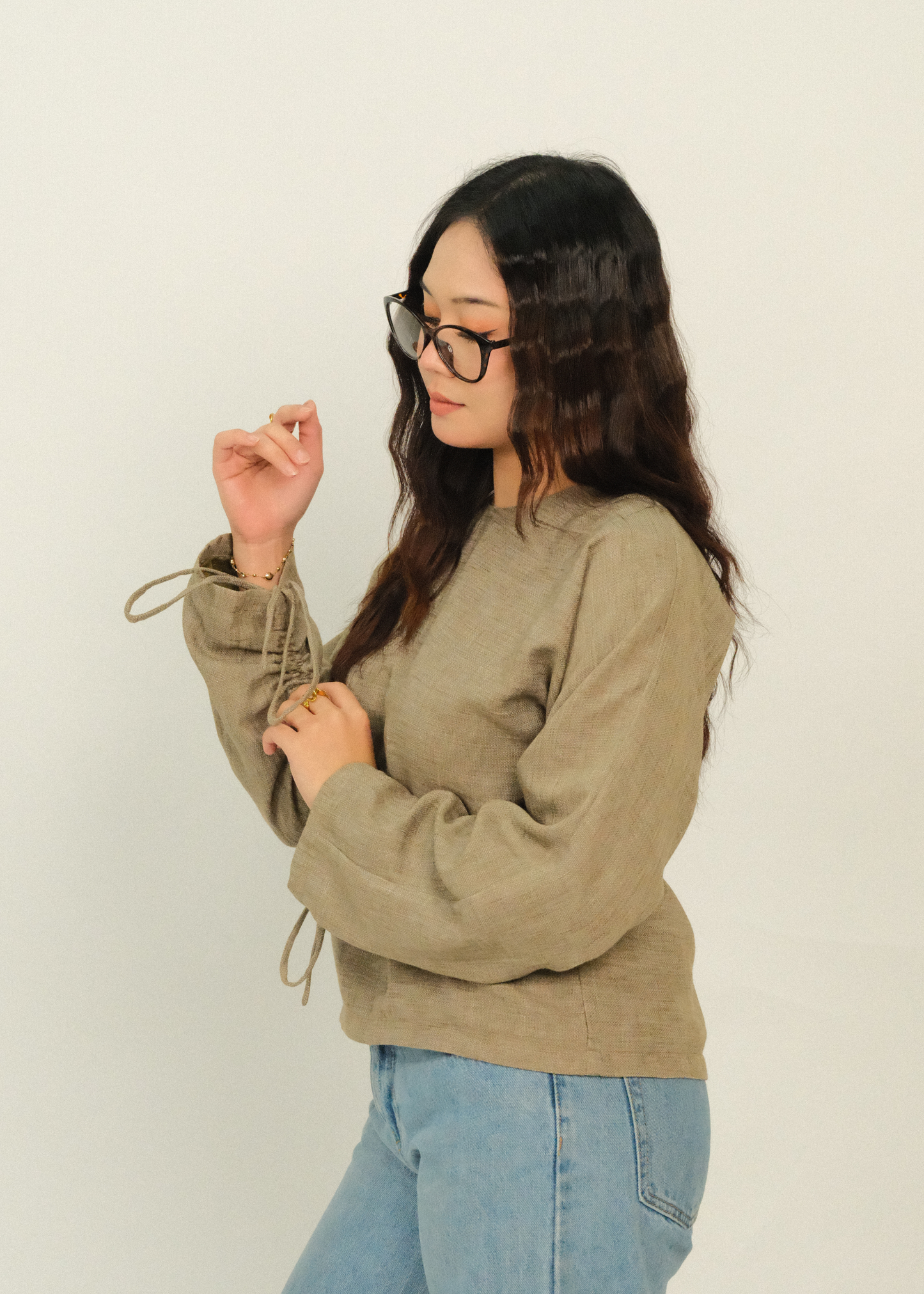 Sade Linen Top (Taupe)