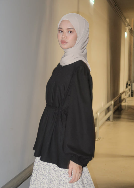 Thea Linen Top (Noir)