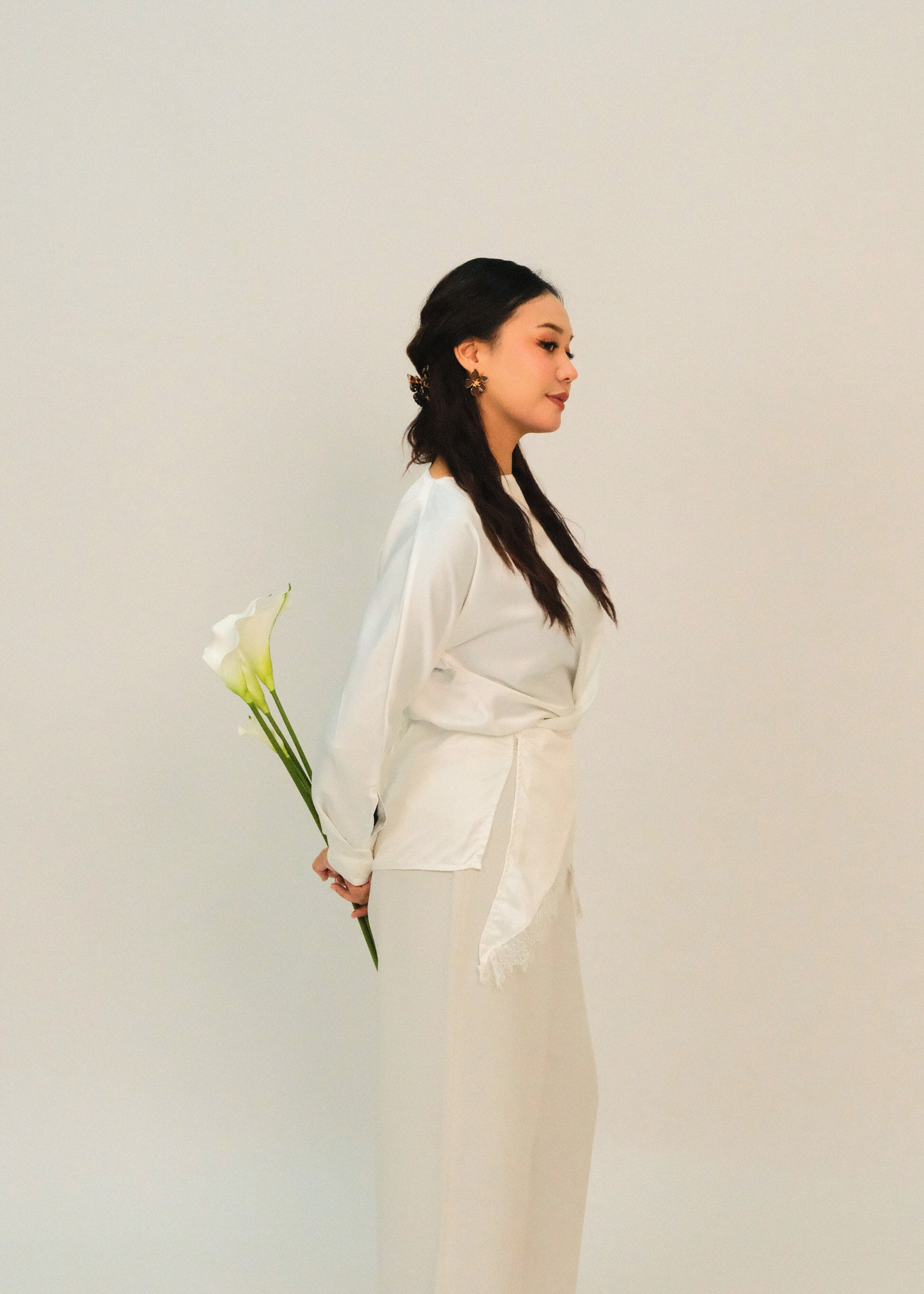 Lace Sateen Top (Blanc)
