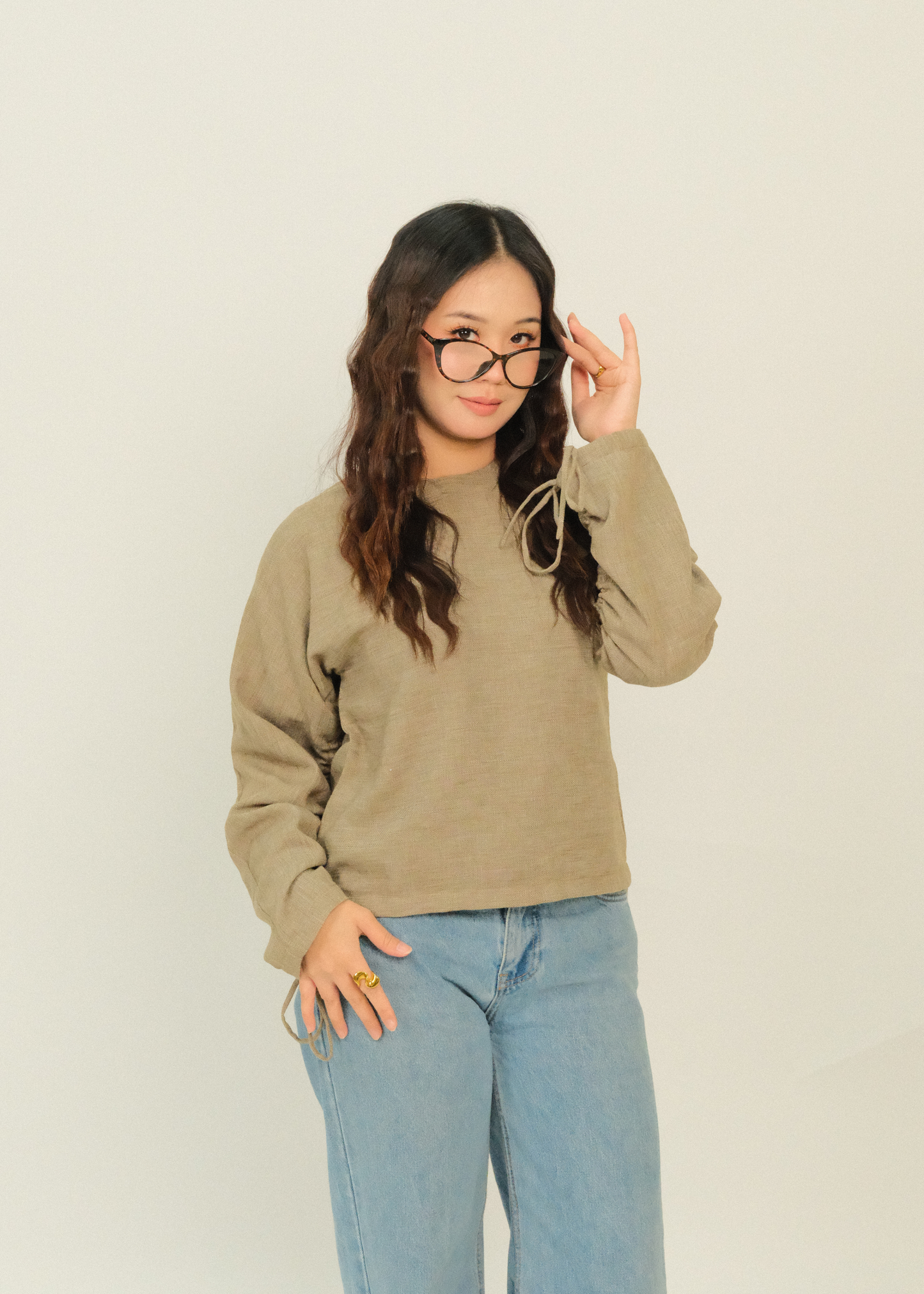 Sade Linen Top (Taupe)