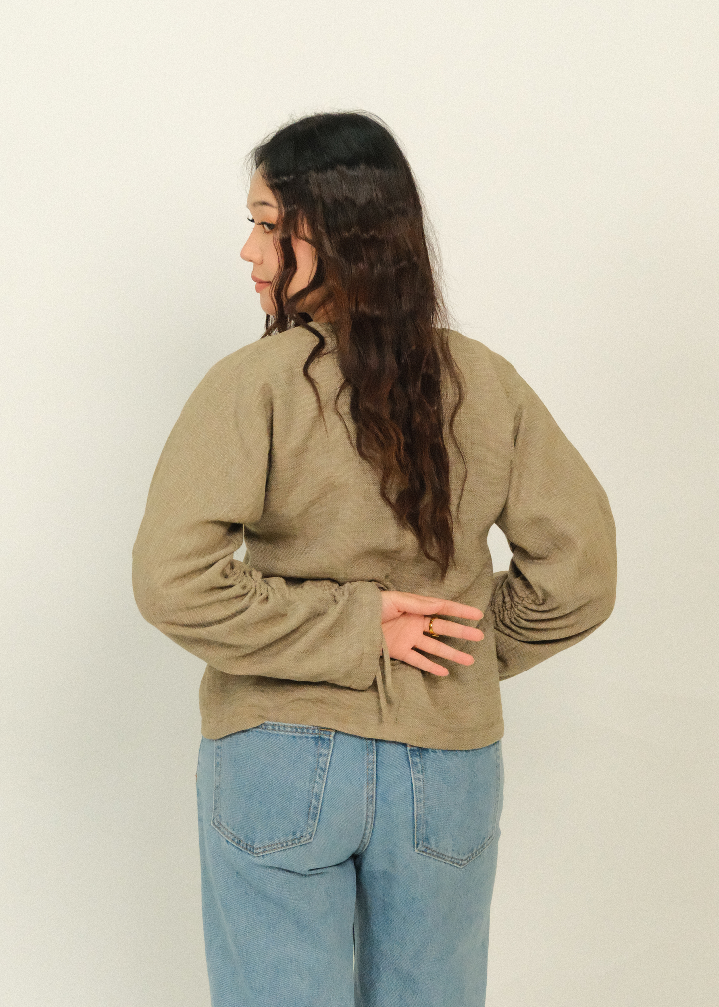 Sade Linen Top (Taupe)