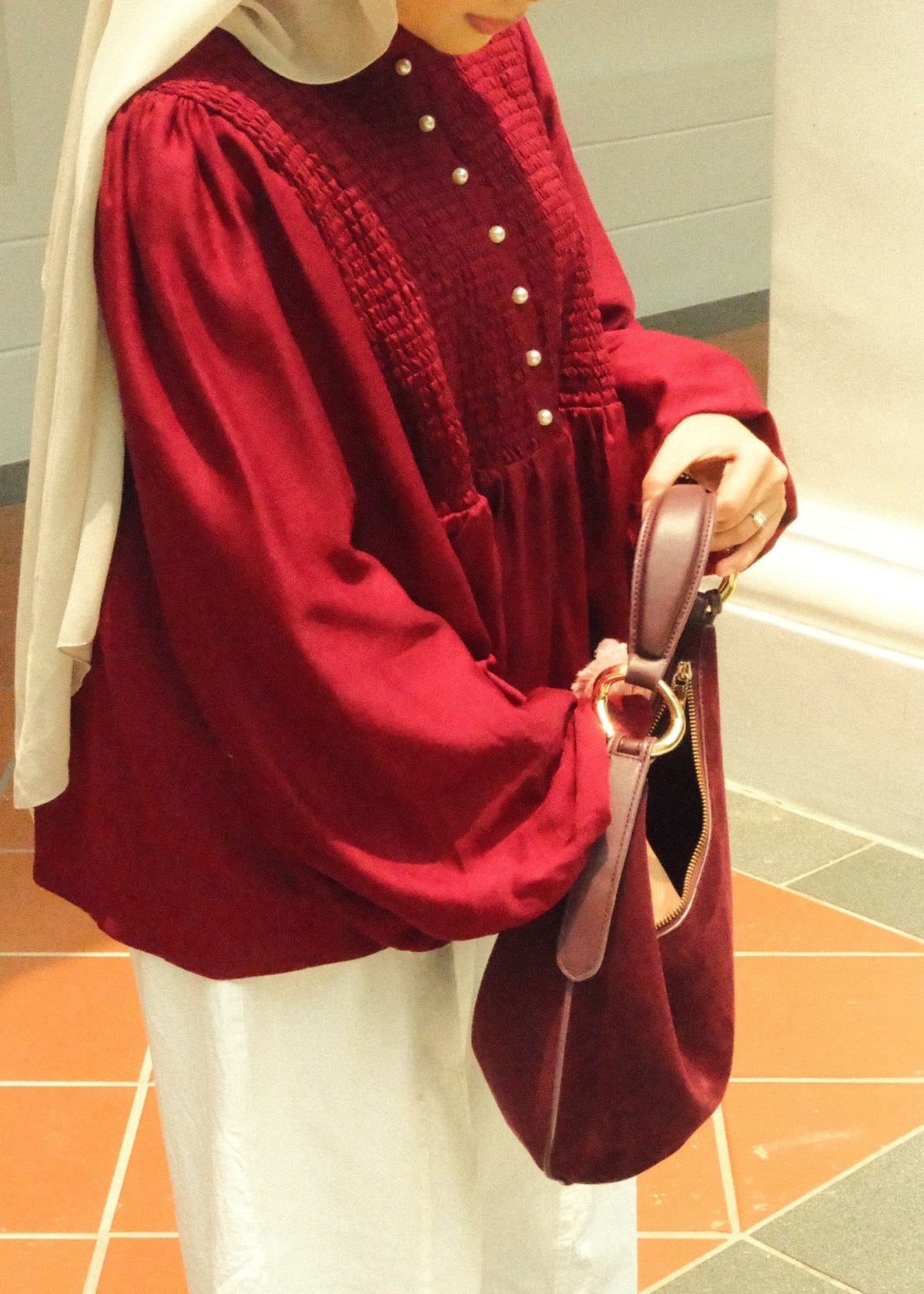 Dione Smocked Top (Wine)