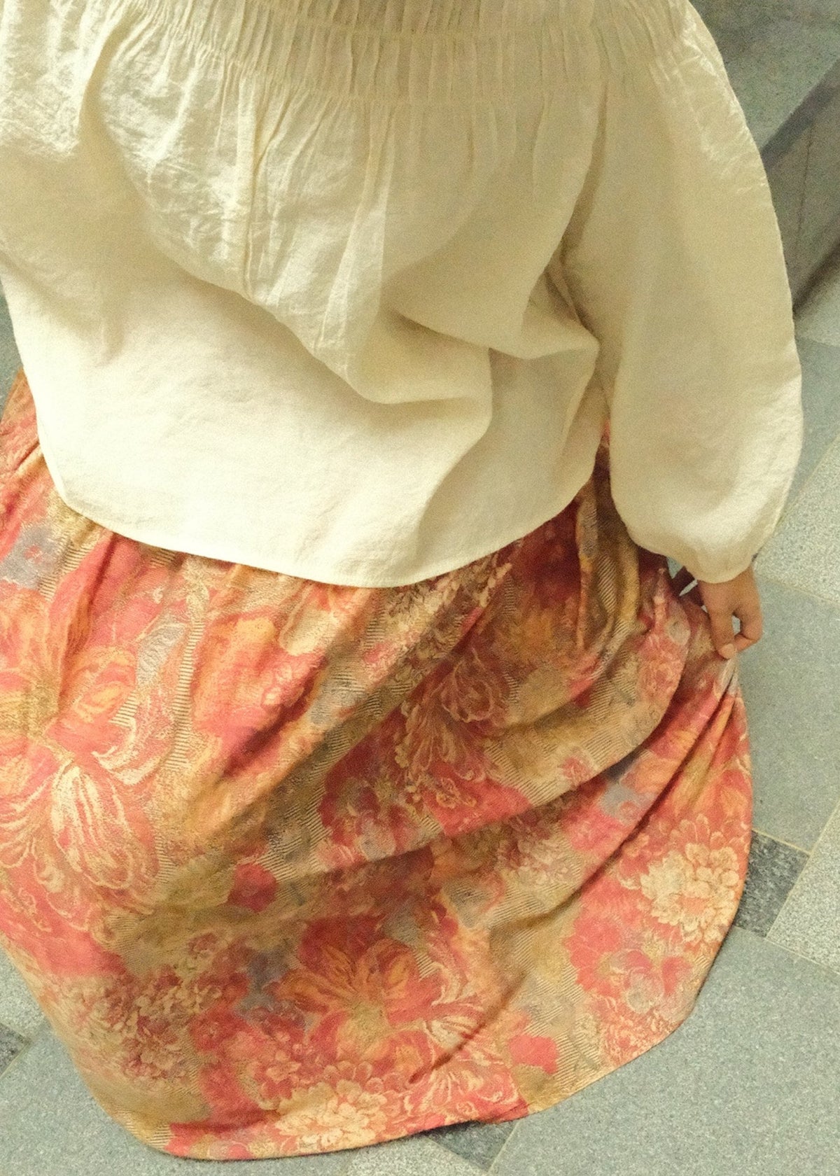 Peony Printed Skirt (Red Plum)