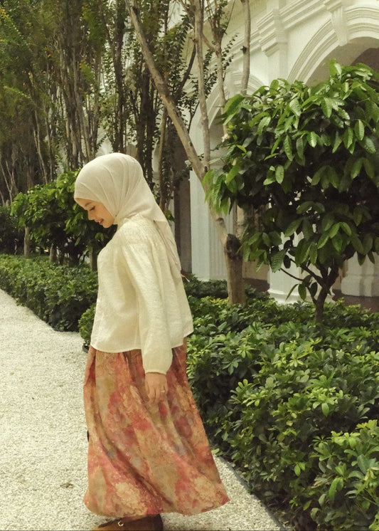 Peony Printed Skirt (Red Plum)