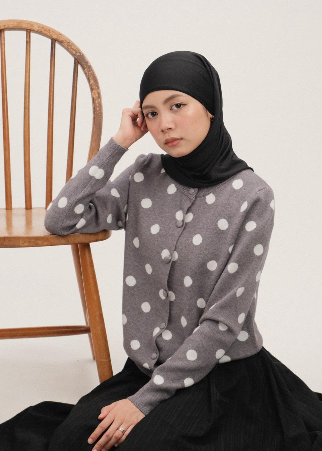 Polka Cardigan (Grey)