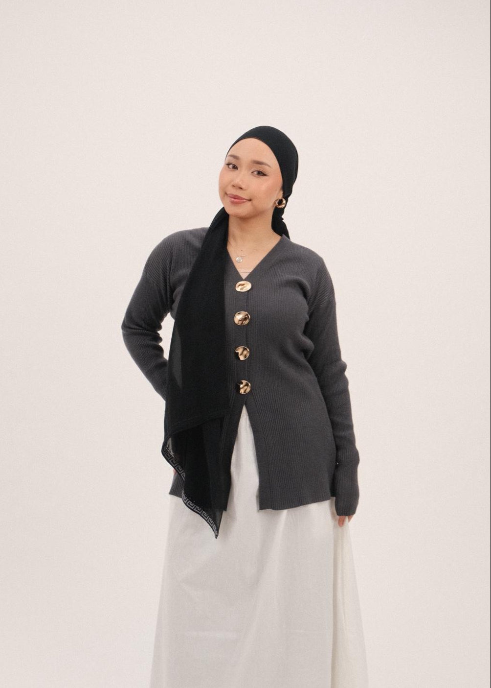 Long Knit Cardigan (Grey)