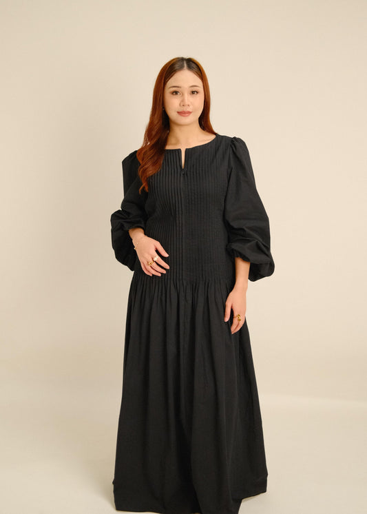 Rachelle Pleats Dress (Noir)